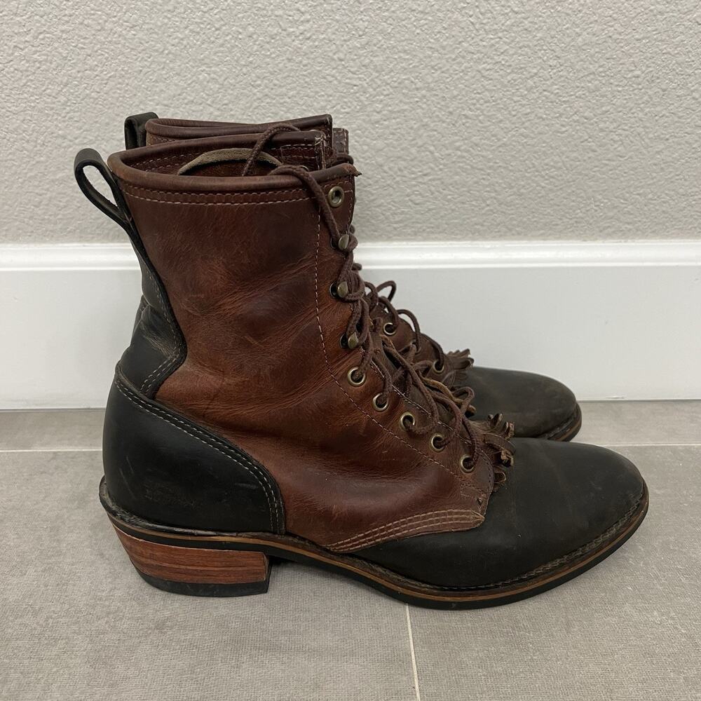 Santa Fe Boot Company Men’s 11.5D Brown Leather Lace-up Packer Boots Shoes